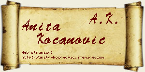 Anita Kocanović vizit kartica